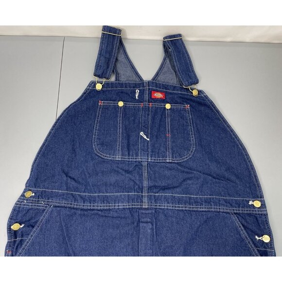 Dickies Jean Bib Overalls Farmer Denim Wide Leg Carpenter Workwear Mens 44x30 - Picture 3 of 11